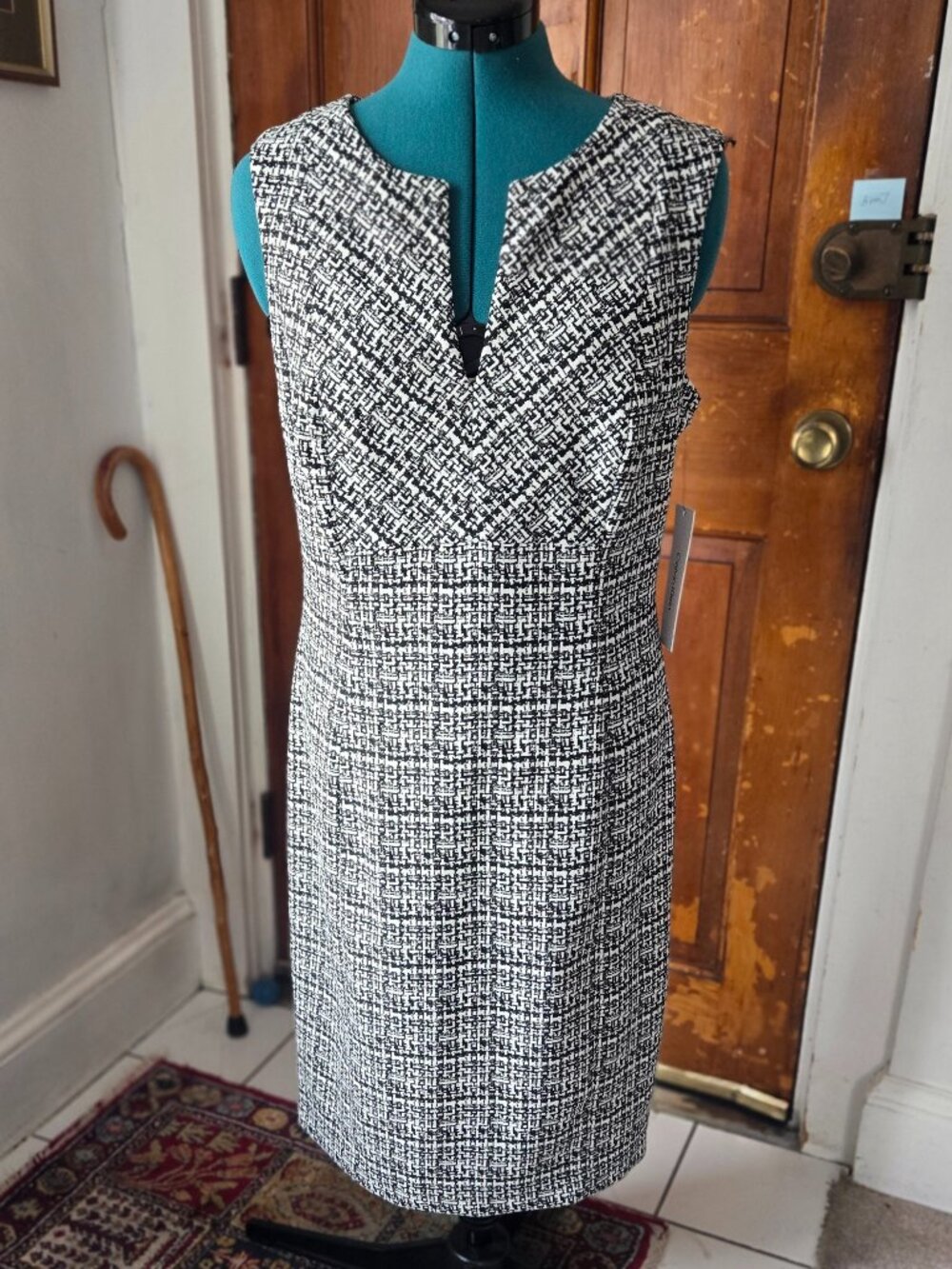 CK Houndstooth Fitted Sheath Dress
